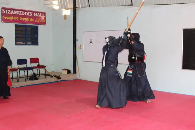 A clash of shinai during keiko